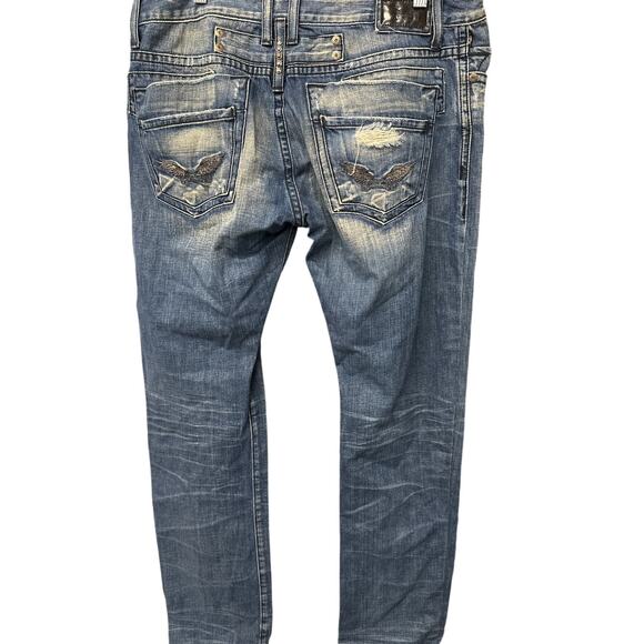 Robin’s Jean Distressed Denim Jeans Wing Back Embroidery Size 40 - Picture 7 of 10